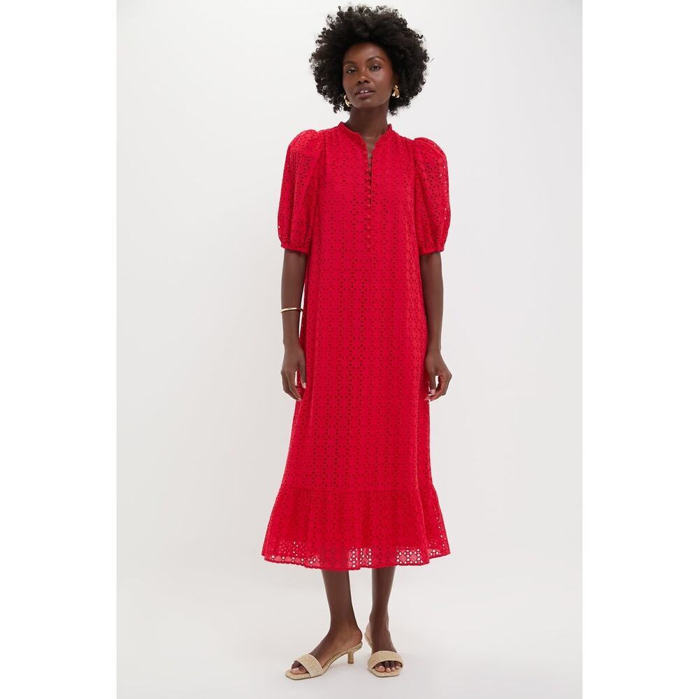 HYACINTH HOUSE Red Eyelet Tryall Midi Dress Size XXS NWT Retail $168 Tuckernuck